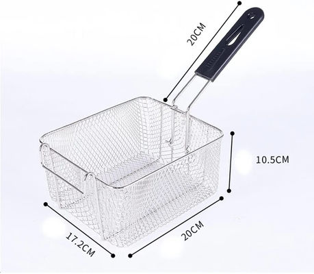 Stainless Steel Deep Fry Basket Rectangle With Long Handle Frying Cooking Tool Food