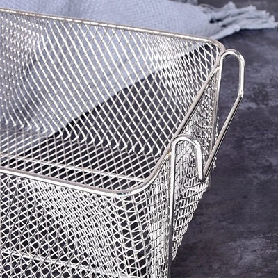 Stainless Steel Deep Fry Basket Rectangle With Long Handle Frying Cooking Tool Food