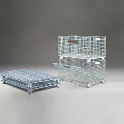 Heavy Duty Scale Wire Mesh Pallet Box , Metal Mesh Container Lockable